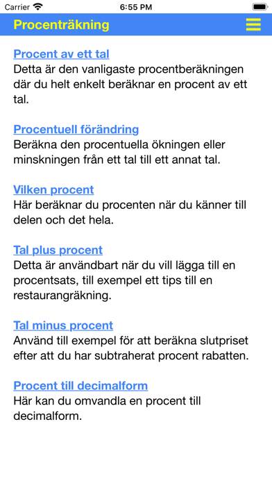 Procenträkning App skärmdump