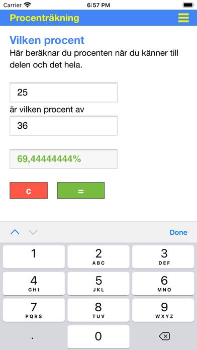 Procenträkning App skärmdump