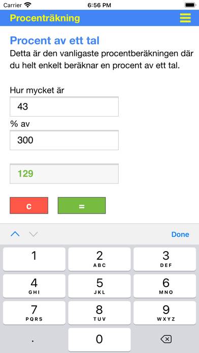 Procenträkning App skärmdump