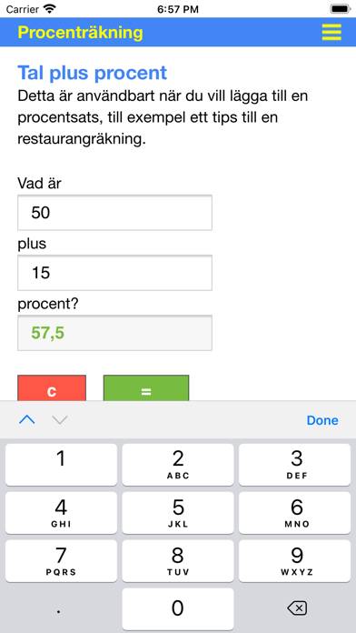 Procenträkning App skärmdump