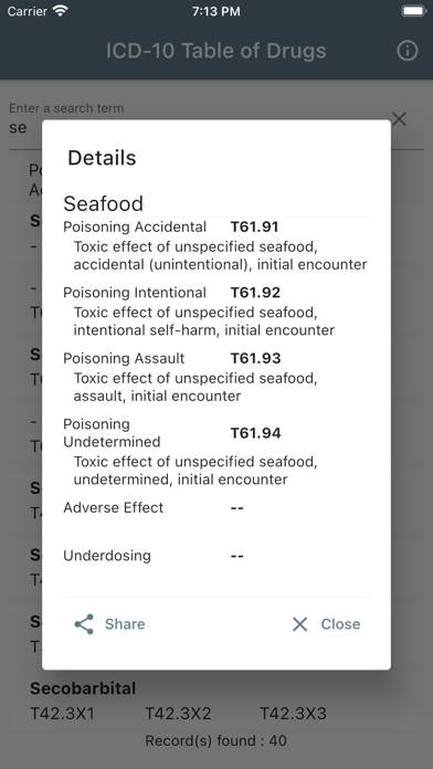 ICD-10 Table of Drugs App screenshot