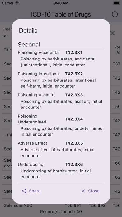 ICD-10 Table of Drugs App screenshot