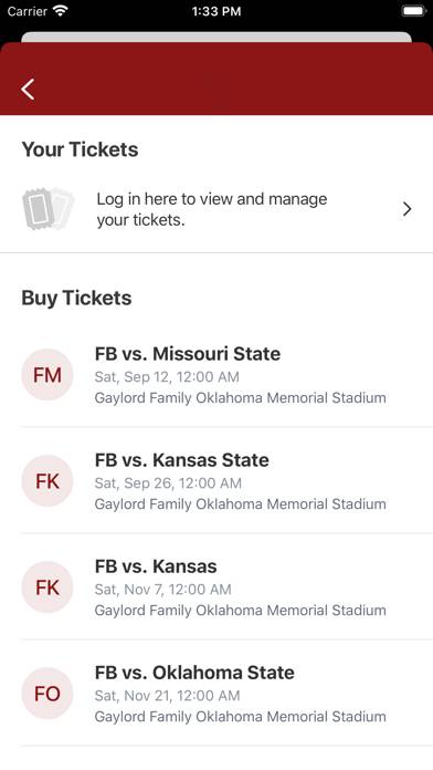 Oklahoma Sooners App screenshot