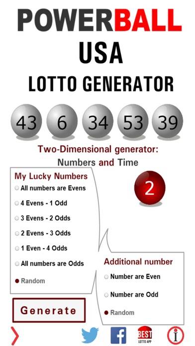 Powerball USA Lotto Generator App screenshot