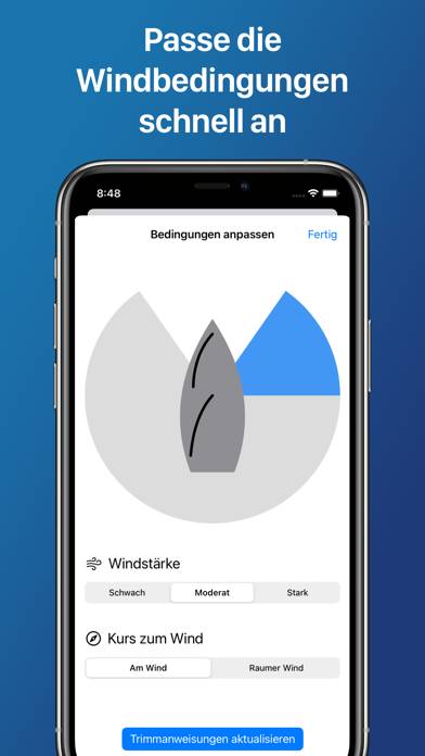 Segeltrimm App-Screenshot