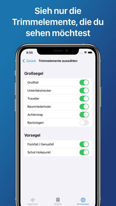 Segeltrimm App-Screenshot