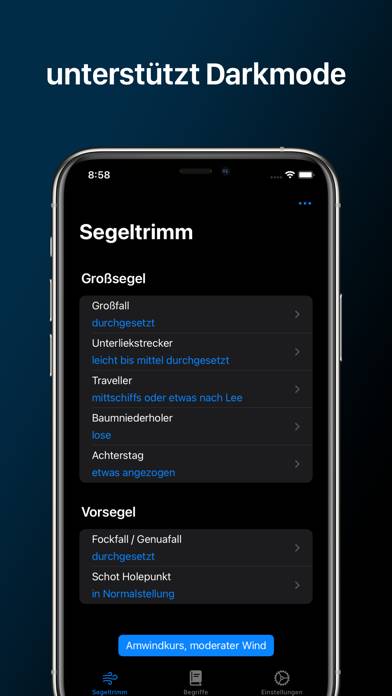 Segeltrimm App-Screenshot