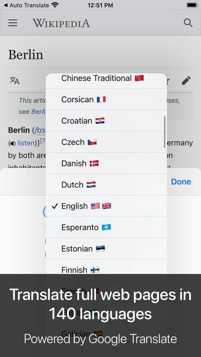 Auto Translate for Safari Captura de pantalla de la aplicación #1