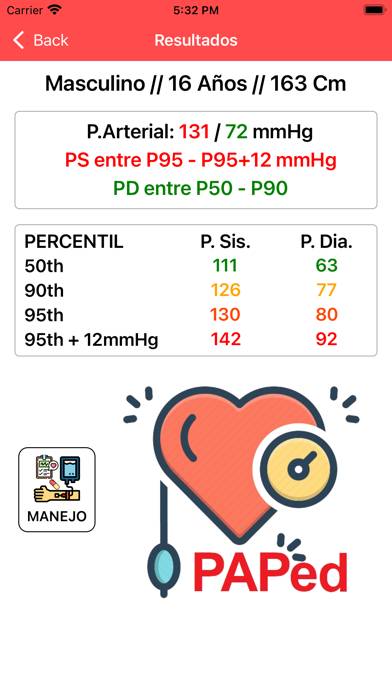 Presión Arterial Pediátrica Captura de pantalla de la aplicación