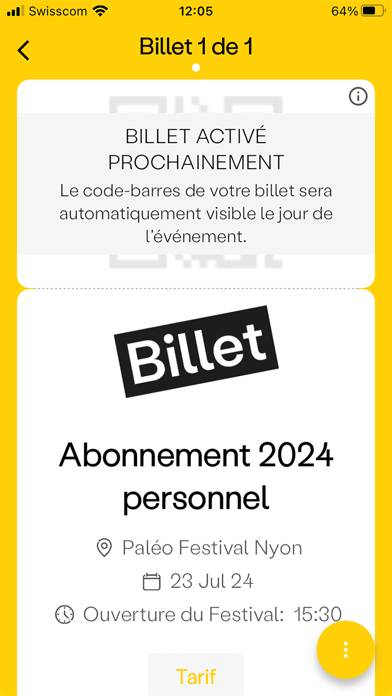 Paléo Tickets App screenshot