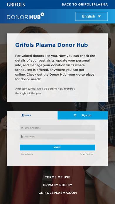 Grifols Plasma Donor Hub App screenshot