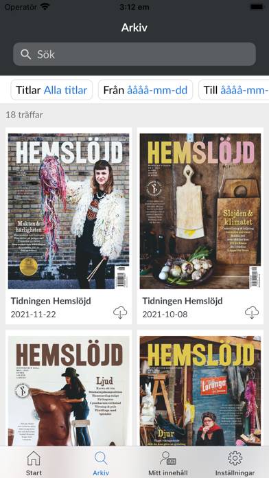 Tidningen Hemslöjd App skärmdump