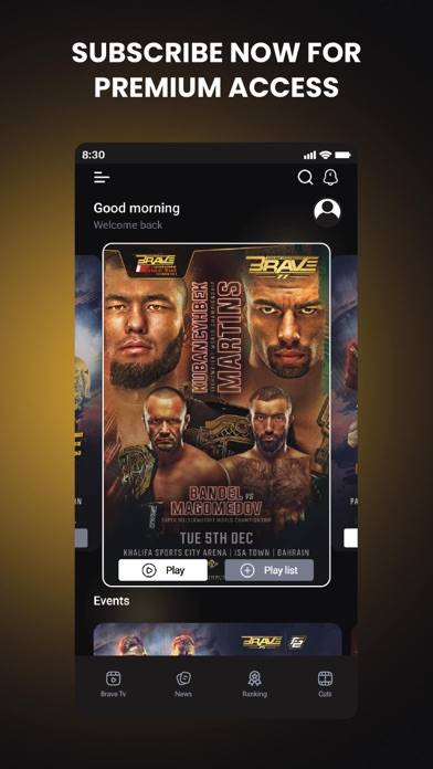 BRAVE TV: MMA Fights & more App screenshot #1