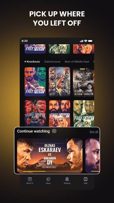 BRAVE TV: MMA Fights & more Captura de pantalla de la aplicación #3