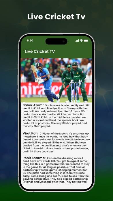 Live Cricket TV Streaming HD Schermata dell'app