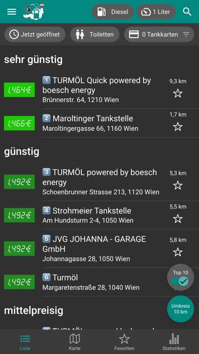 Spritpreise Österreich App-Screenshot