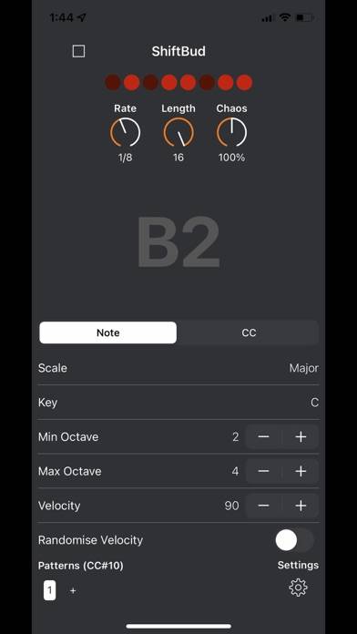 ShiftBud Generative MIDI AUv3 App screenshot