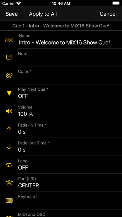 MiX16 Show Cue Lite App-Screenshot