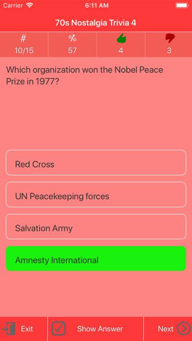 1970s Nostalgia Trivia game screenshot