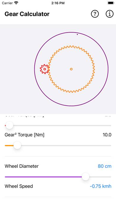 Gear Simulation & Calculation Schermata dell'app