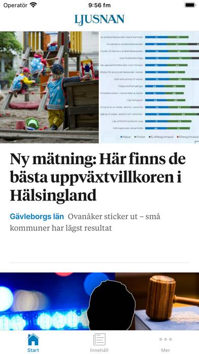 Ljusnan Nyhetsapp skärmdump