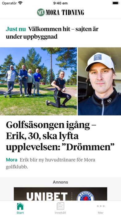 Mora Tidning Nyhetsapp skärmdump