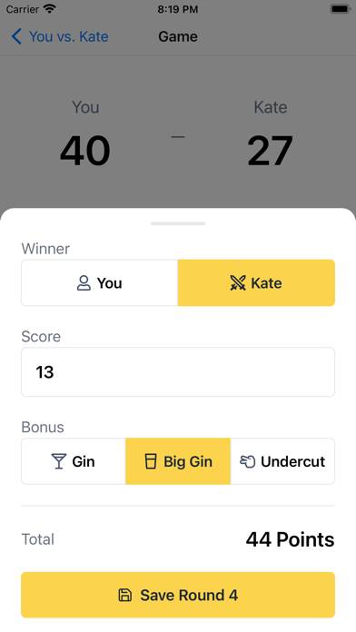 Gin Rummy Score Tracker App screenshot #1