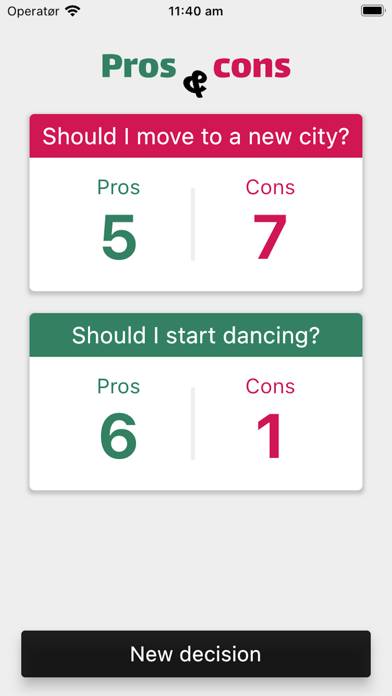 Pros & cons lists App skärmdump #1