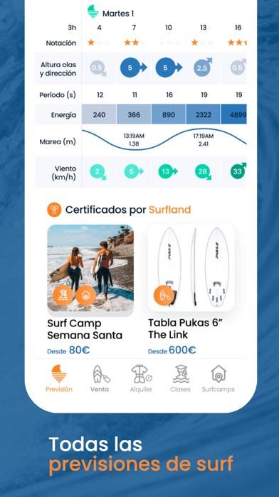 Surfland: Surf, previ y viajes Captura de pantalla de la aplicación #2