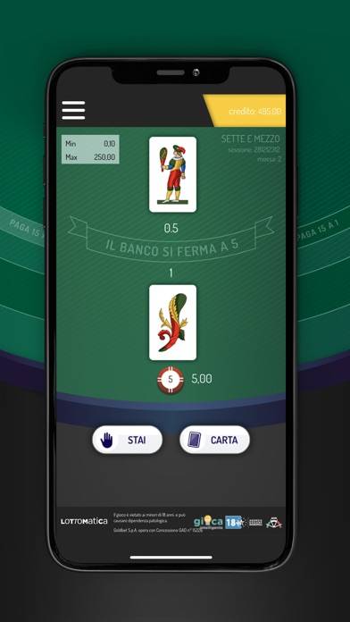 Lottomatica Sette e Mezzo Schermata dell'app #2