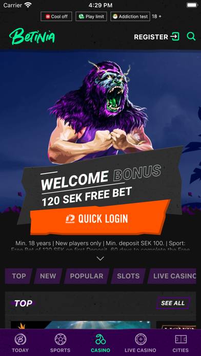 Betinia: Casino och Sportspel skärmdump av spelet