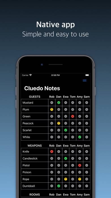 Cluedo Notes Spiel-Screenshot