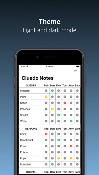 Cluedo Notes App preview #2