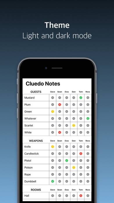 Cluedo Notes Spiel-Screenshot