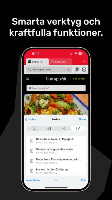 Vivaldi Kraftfull Webbläsare App skärmdump
