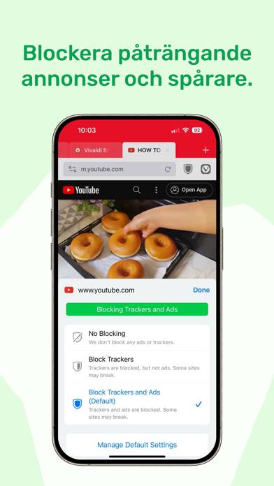 Vivaldi Kraftfull Webbläsare App skärmdump