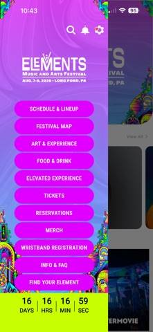 Elements Music & Arts Festival App screenshot