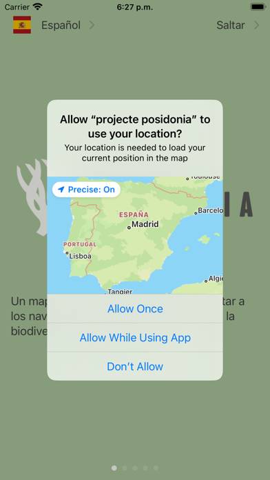 Projecte Posidònia Captura de pantalla de la aplicación