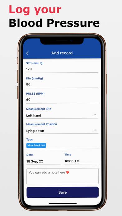 Blood Pressure Tracking App Captura de pantalla de la aplicación #3