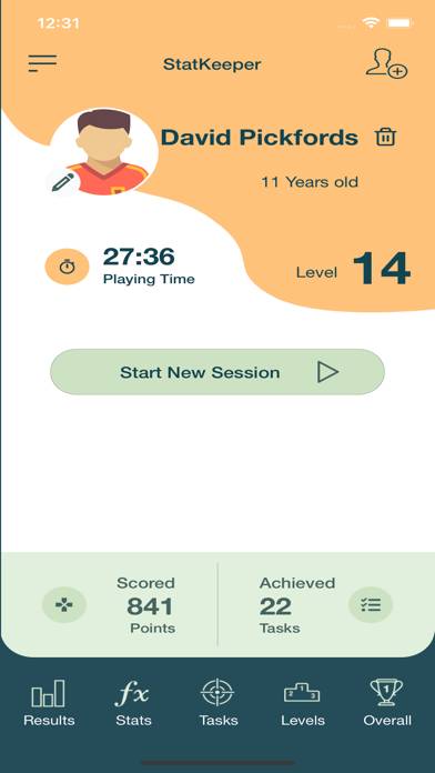 Rugby StatKeeper immagine dello schermo