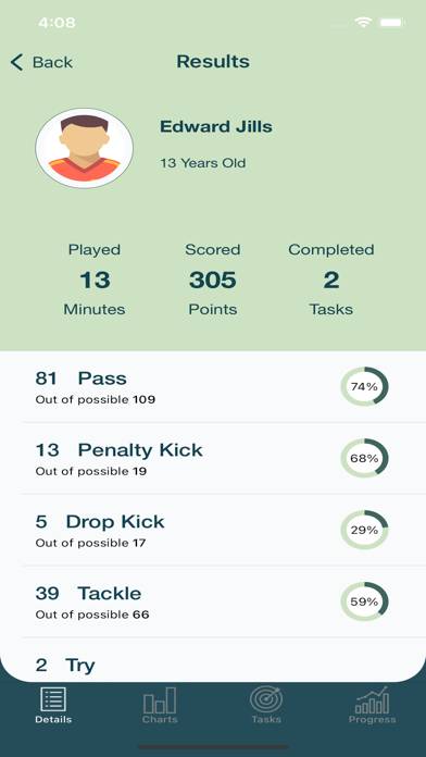 Rugby StatKeeper Schermata dell'app