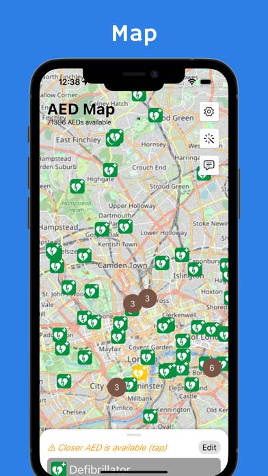 AED-Karte - Defibrillatoren Bildschirmfoto