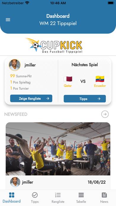 Cupkick – Das Tippspiel App screenshot #1