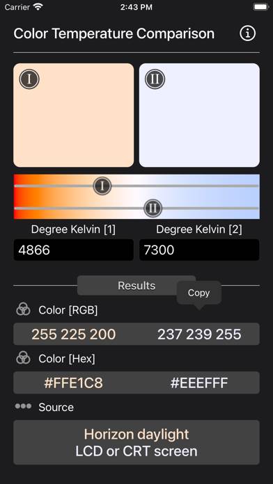 Color Temperature Comparison Captura de pantalla de la aplicación #2