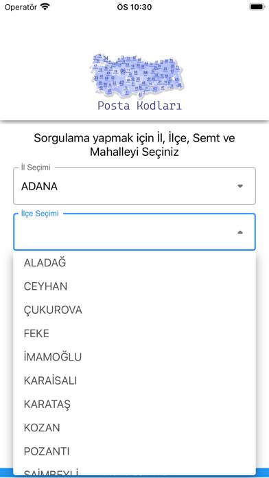 Posta Kodları App screenshot