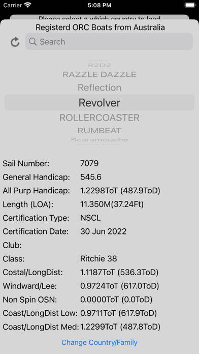 ORC Yacht Certificate Data Captura de pantalla de la aplicación #2