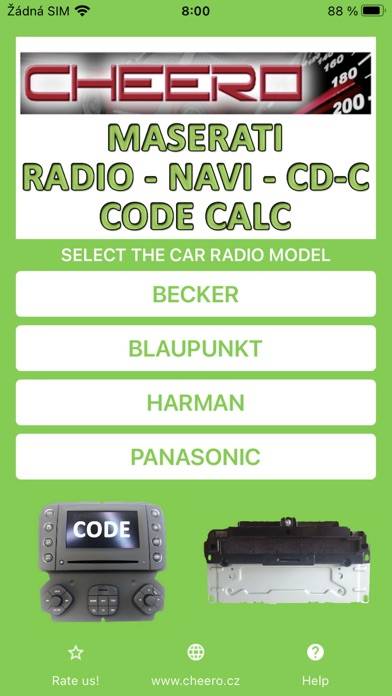 RADIO CODE for MASERATI immagine dello schermo