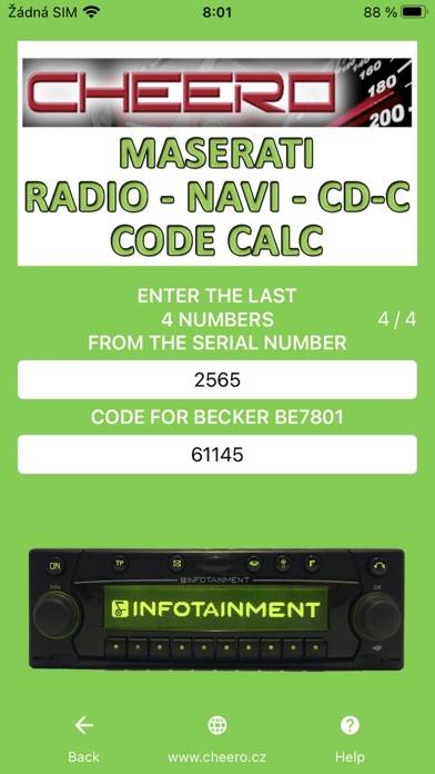 RADIO CODE for MASERATI Schermata dell'app