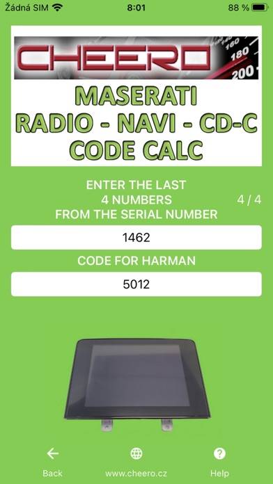 RADIO CODE for MASERATI Schermata dell'app