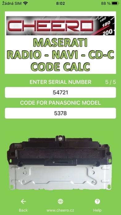 RADIO CODE for MASERATI Schermata dell'app